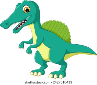 Cartoon spinosaurus on white background of illustration