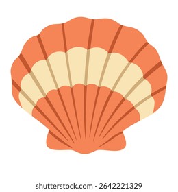Cartoon spiral shell in dark marine color. Flat vector illustration with curved line pattern.