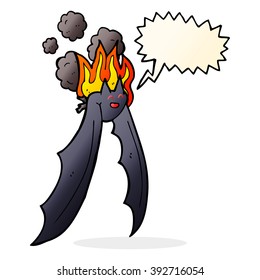 cartoon spooky bat with speech bubble