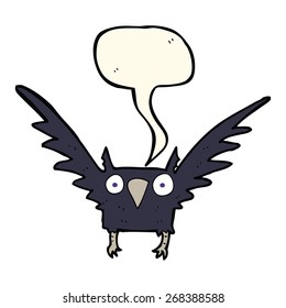 cartoon spooky bird with speech bubble