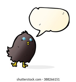 cartoon spooky black bird with speech bubble