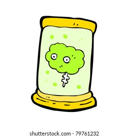 cartoon spooky brain floating in jar