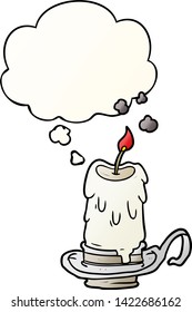velas espeluznantes de dibujos animados con burbuja de pensamiento en un estilo de gradiente suave