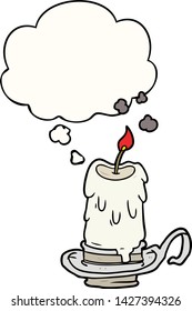 cartoon spooky candle with thought bubble