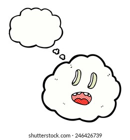cartoon spooky cloud with thought bubble