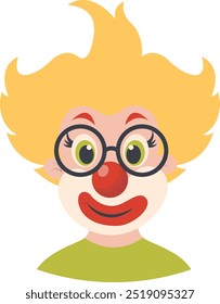 Cartoon Spooky Clown Mask Illustration on White Background. Vector Clipart.