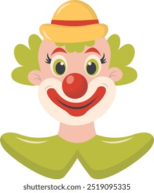 Cartoon Spooky Clown Mask Illustration on White Background. Vector Clipart.