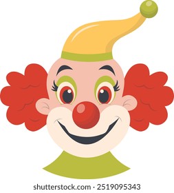 Desenho animado palhaço máscara ilustração no fundo branco. Clipart vetorial.