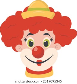 Cartoon Spooky Clown Mask Illustration on White Background. Vector Clipart.