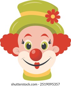 Cartoon Spooky Clown Mask Illustration on White Background. Vector Clipart.