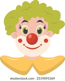 Cartoon Spooky Clown Mask Illustration on White Background. Vector Clipart.