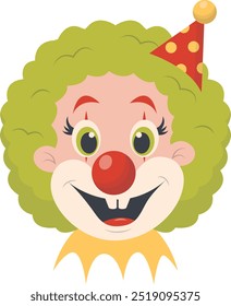Cartoon Spooky Clown Mask Illustration on White Background. Vector Clipart.