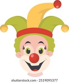 Cartoon Spooky Clown Mask Illustration on White Background. Vector Clipart.