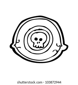 cartoon spooky eye with skull