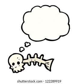 cartoon spooky fish bones