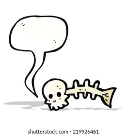 cartoon spooky fish bones symbol