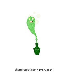 cartoon spooky ghost in bottle