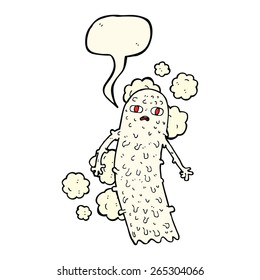 cartoon spooky ghost with speech bubble