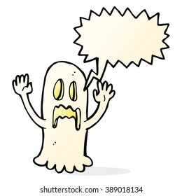 cartoon spooky ghost with speech bubble