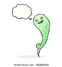cartoon spooky ghost with thought bubble