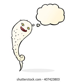 cartoon spooky ghost with thought bubble