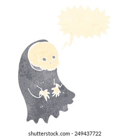 cartoon spooky ghoul with speech bubble