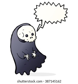 cartoon spooky ghoul with speech bubble