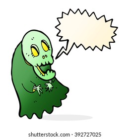 cartoon spooky ghoul with speech bubble