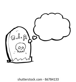cartoon spooky grave with skull