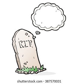 tumba espeluznante de caricatura con burbuja de pensamiento