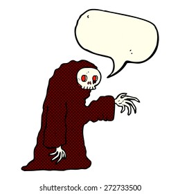 cartoon spooky halloween costume with speech bubble