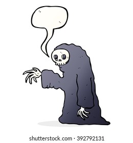 cartoon spooky halloween costume with speech bubble