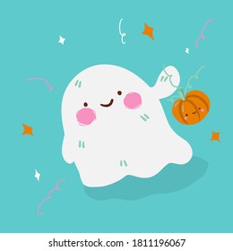 Cartoon spooky Halloween greeting vector illustration
