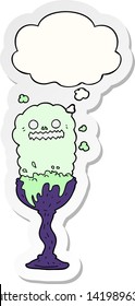 cartoon spooky halloween potion cup with thought bubble as a printed sticker