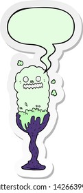 cartoon spooky halloween potion cup with speech bubble sticker