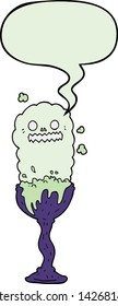cartoon spooky halloween potion cup with speech bubble