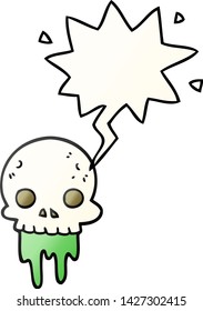 cartoon spooky halloween skull with speech bubble in smooth gradient style