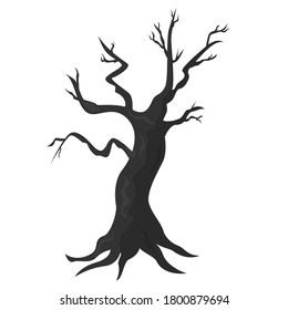 Cartoon spooky halloween tree. Vector illustration