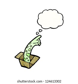 cartoon spooky hand in box