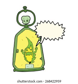 linterna espeluznante de caricatura con burbuja de habla