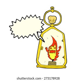 cartoon spooky lantern with speech bubble