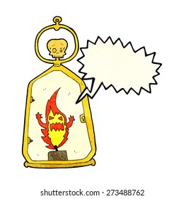 cartoon spooky lantern with speech bubble