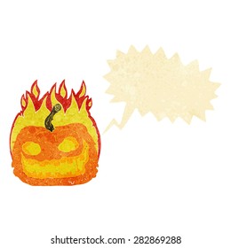 calabaza espeluznante de caricatura con burbuja de habla