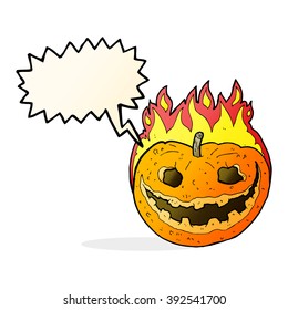 cartoon spooky pumpkin with speech bubble