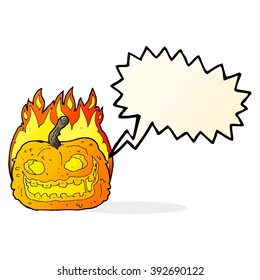 cartoon spooky pumpkin with speech bubble