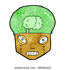 cabeza robot con miedo de caricatura