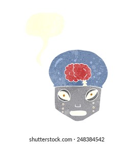 robot espeluznante de caricatura con burbuja de habla