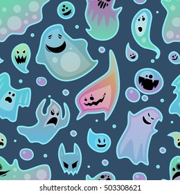 Cartoon spooky semless pattern character vector set