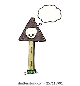 publicación de caricatura espeluznante con burbuja de pensamiento