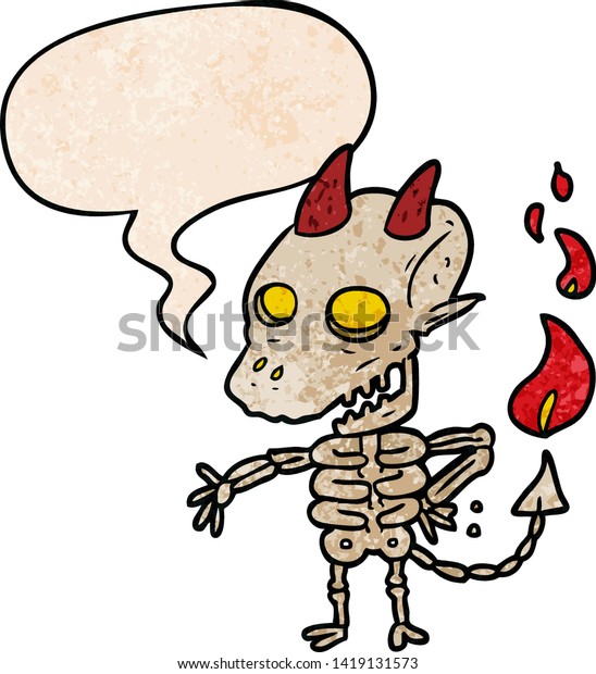 Cartoon Spooky Skeleton Demon Speech Bubble Stock Vector (Royalty Free ...